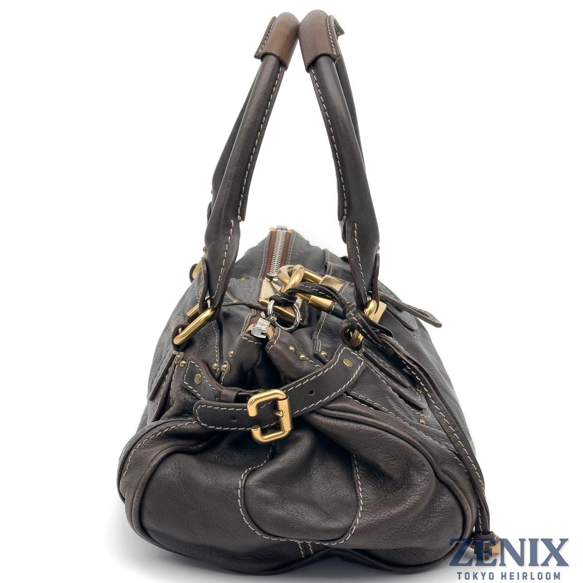 Chloe Paddington Chocolate Brown Leather Handbag Padlock Key Y2K Vintage Italy