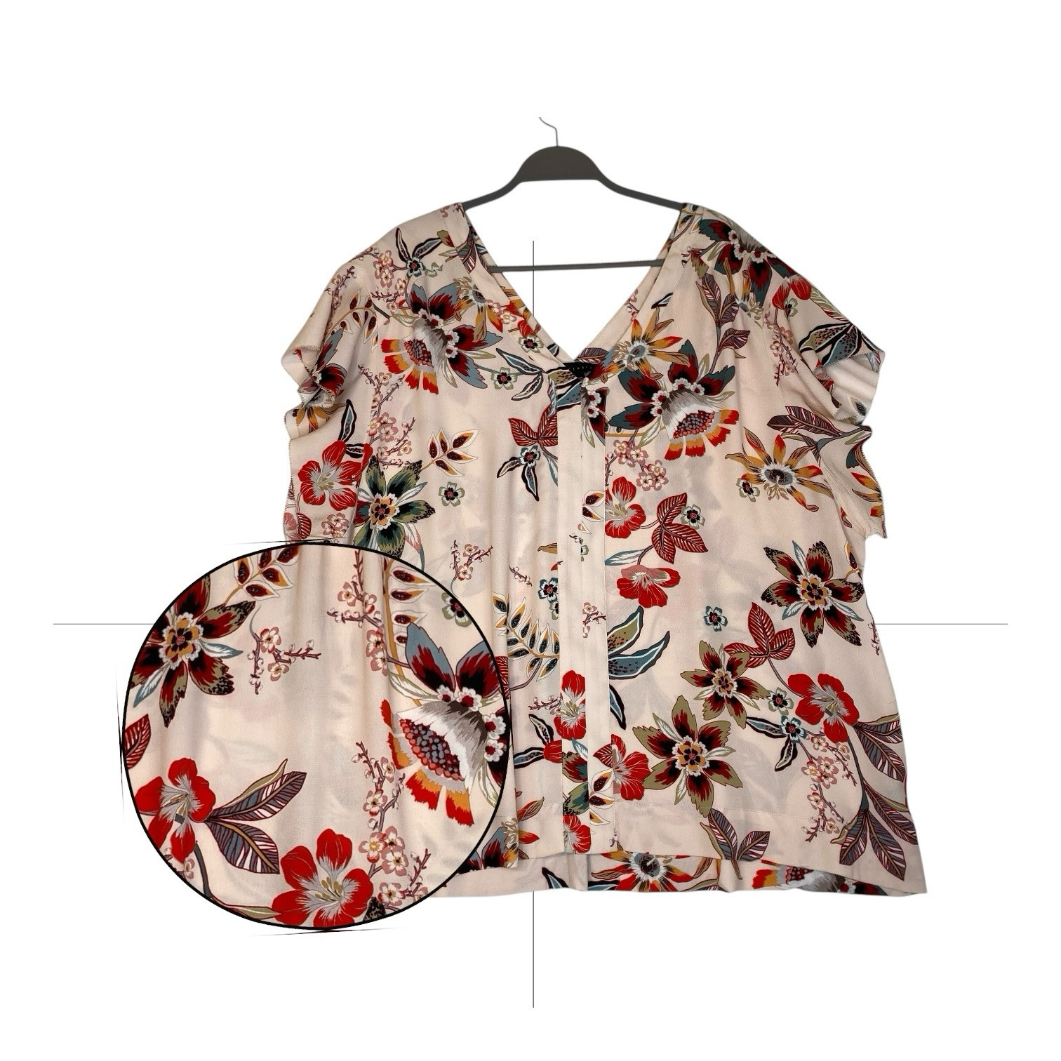 Sanctuary Floral Top Blouse 2X Multicolor Cap Sleeve Summery Everyday Casual