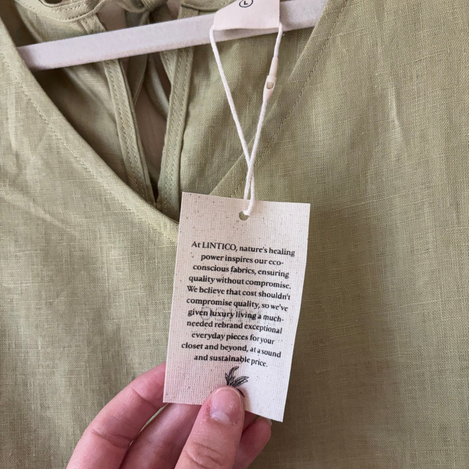 NWT LINTICO 100% Linen Sleeveless A-Line Maxi Dress Sage Apple Green