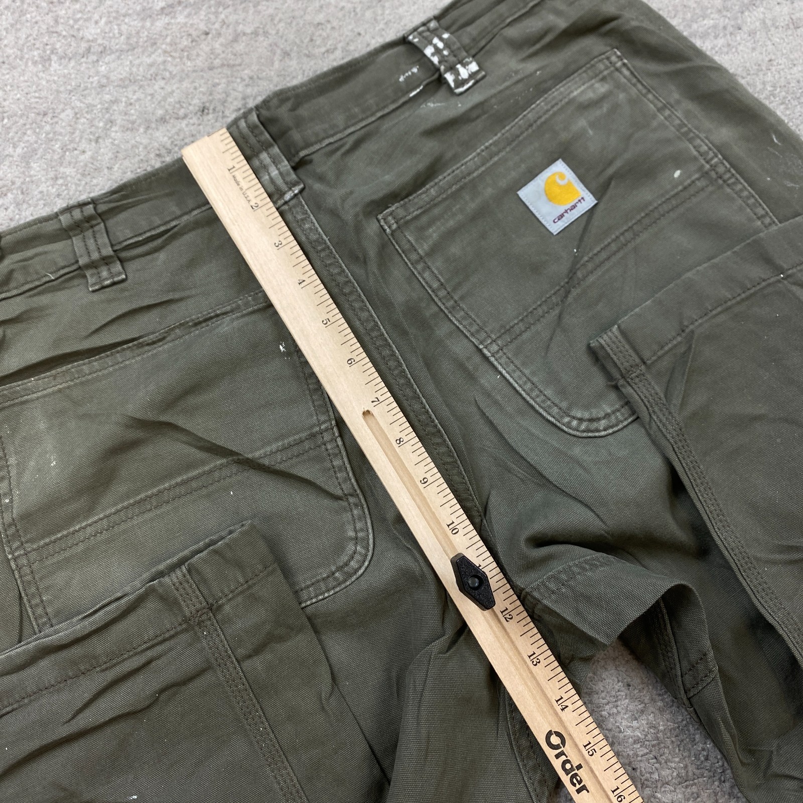 Carhartt 102802 Canvas Double Knee Pants 34 Green Y2K Workwear Rigby Mens 34×30