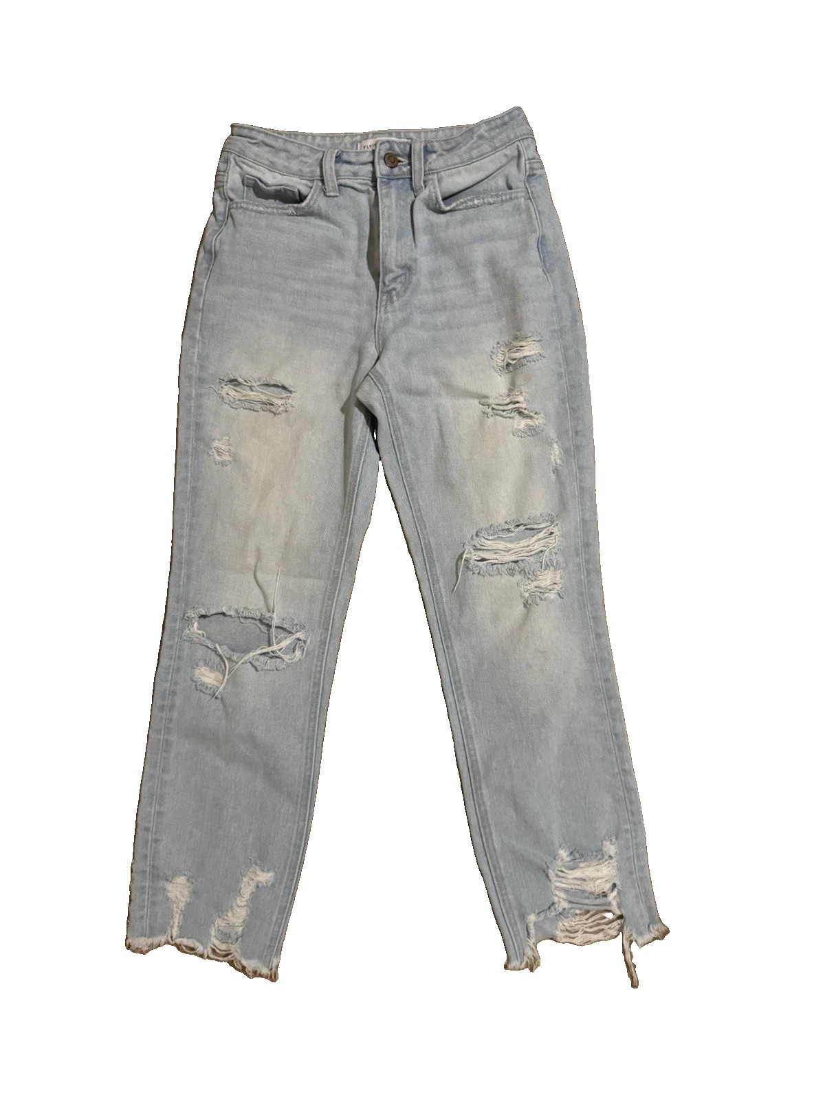 Flying Monkey Light Wash Distressed y2k Hi Rise Blue Jeans cotton sz 24