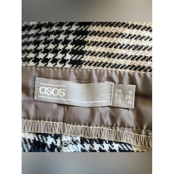 Asos Plaid Overall Jumpsuit Wool Blend Preppy Minimalist Academia Capsule Sz 4