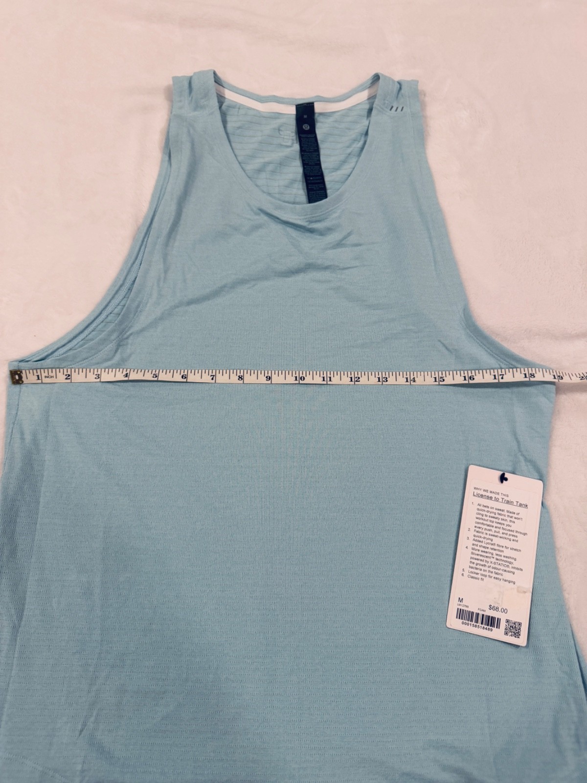 Lululemon License to Train Tank Top Men’s Size Medium FOAM Light Blue