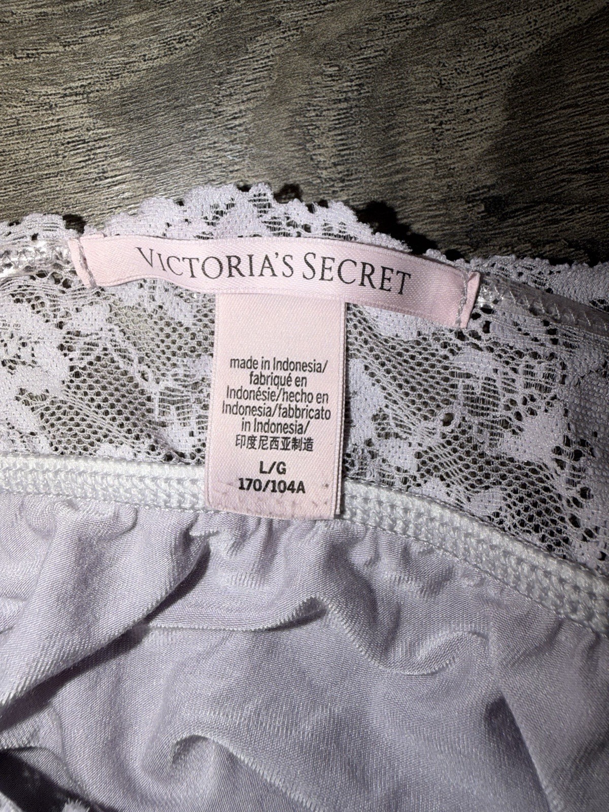 Victoria’s Secret Purple Lace Trim Babydoll Pajama Set V-Neck L Adjustable