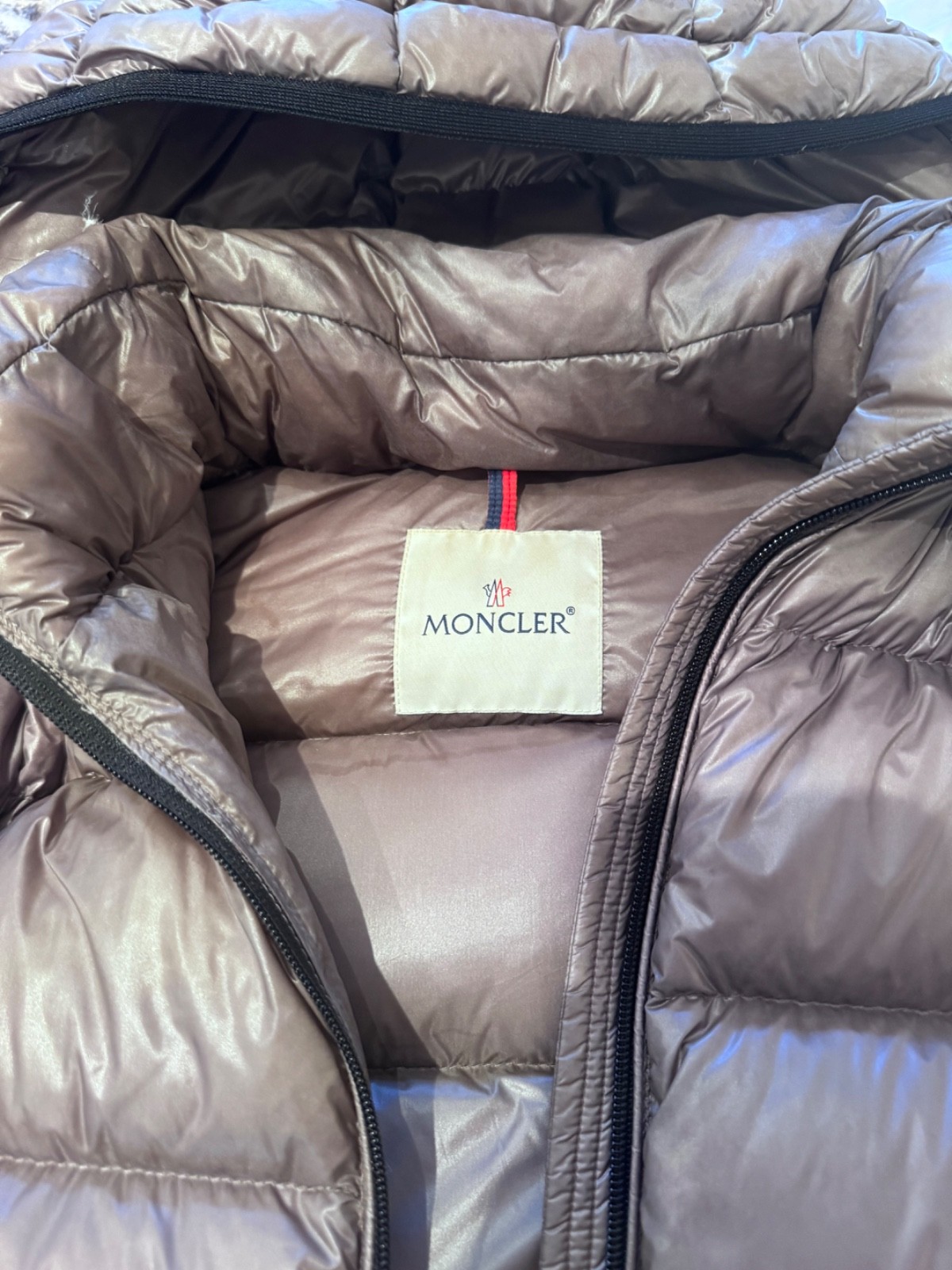 moncler beige/brown womens puffer jacket