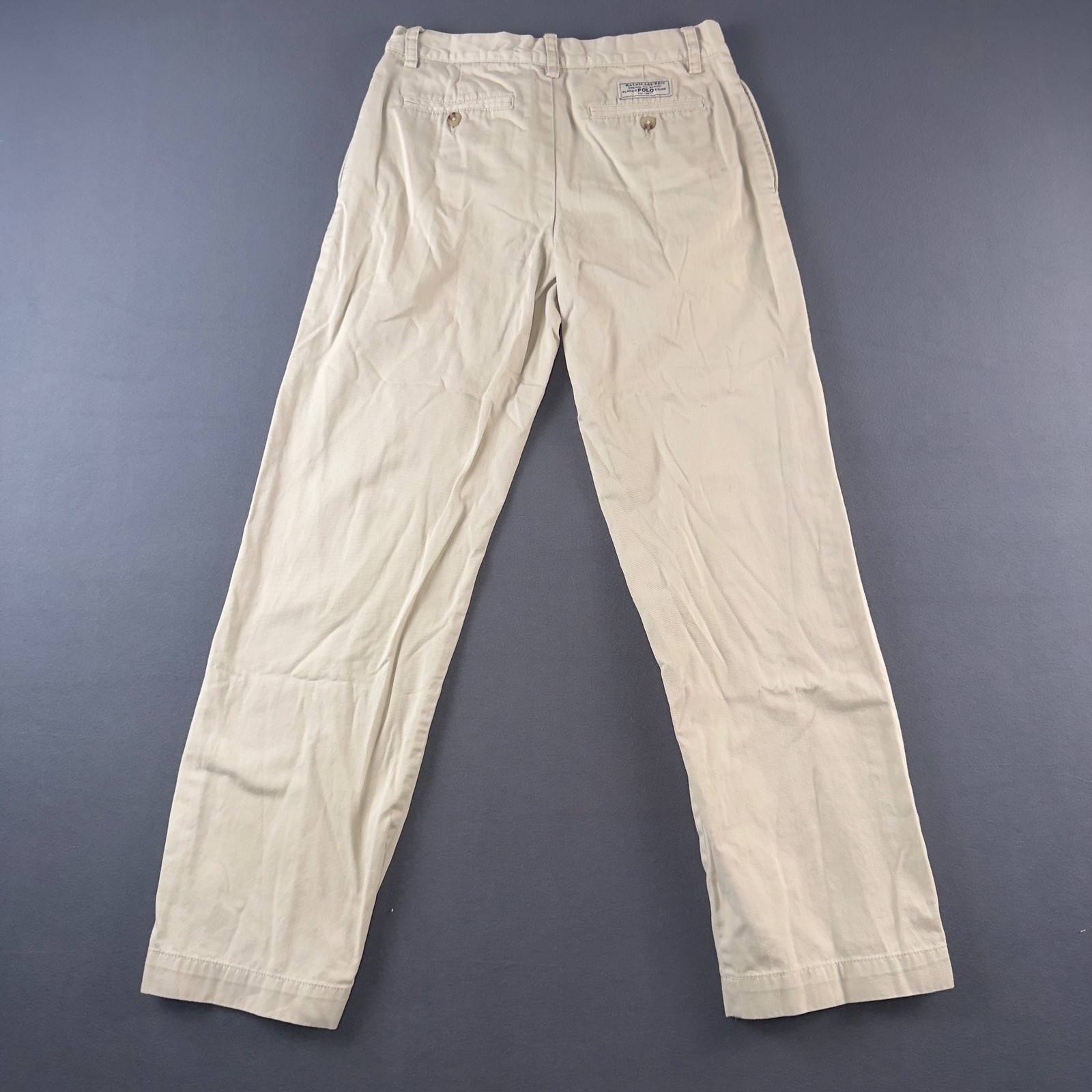 Polo Ralph Lauren Boys Khaki Chino Pants Size 16 Pleated Front Cotton Twill Tan