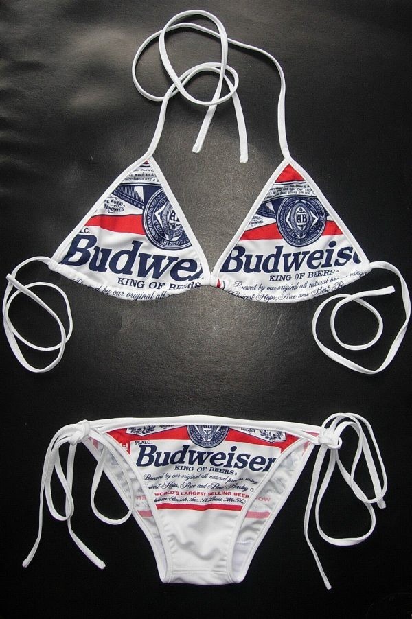 Vintage Y2K Budweiser Beer Print String Bikini Hot Beach Summer All Size XS-5XL