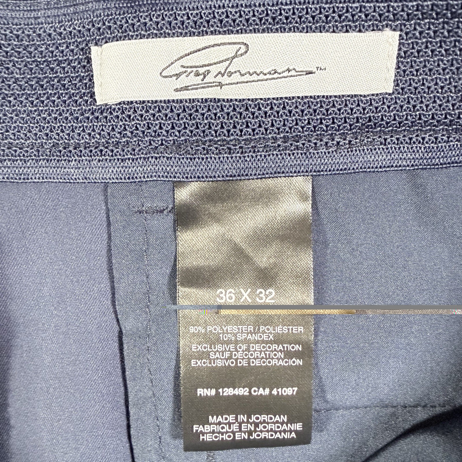 Greg Norman Mens 36×30 Blue Tech Stretch Golf Pants Flat Front Slacks Hemmed 32