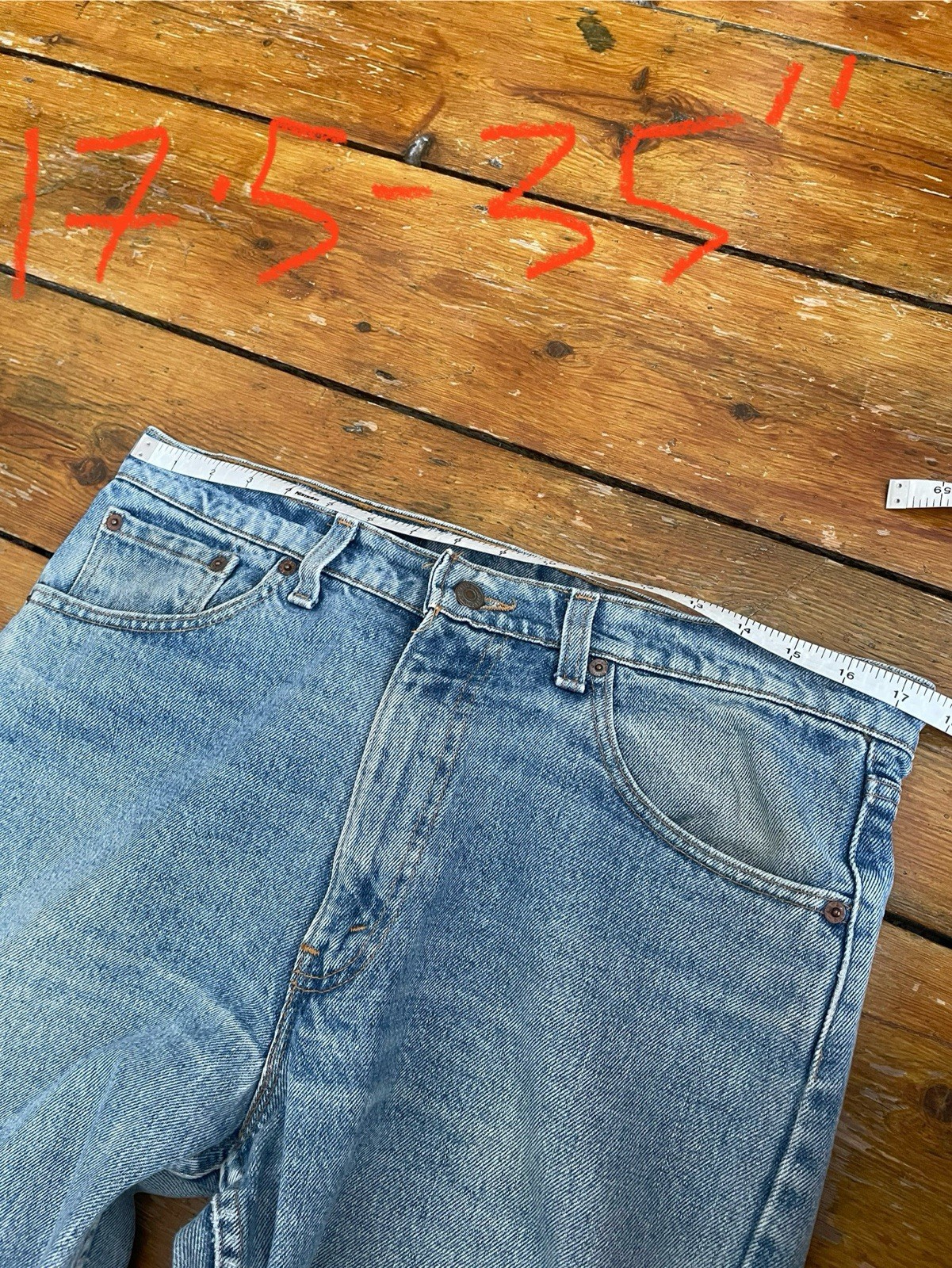 Vintage 90s Levi’s 565 Made in USA Wide Leg Loose Fit Jeans Light Blue Denim