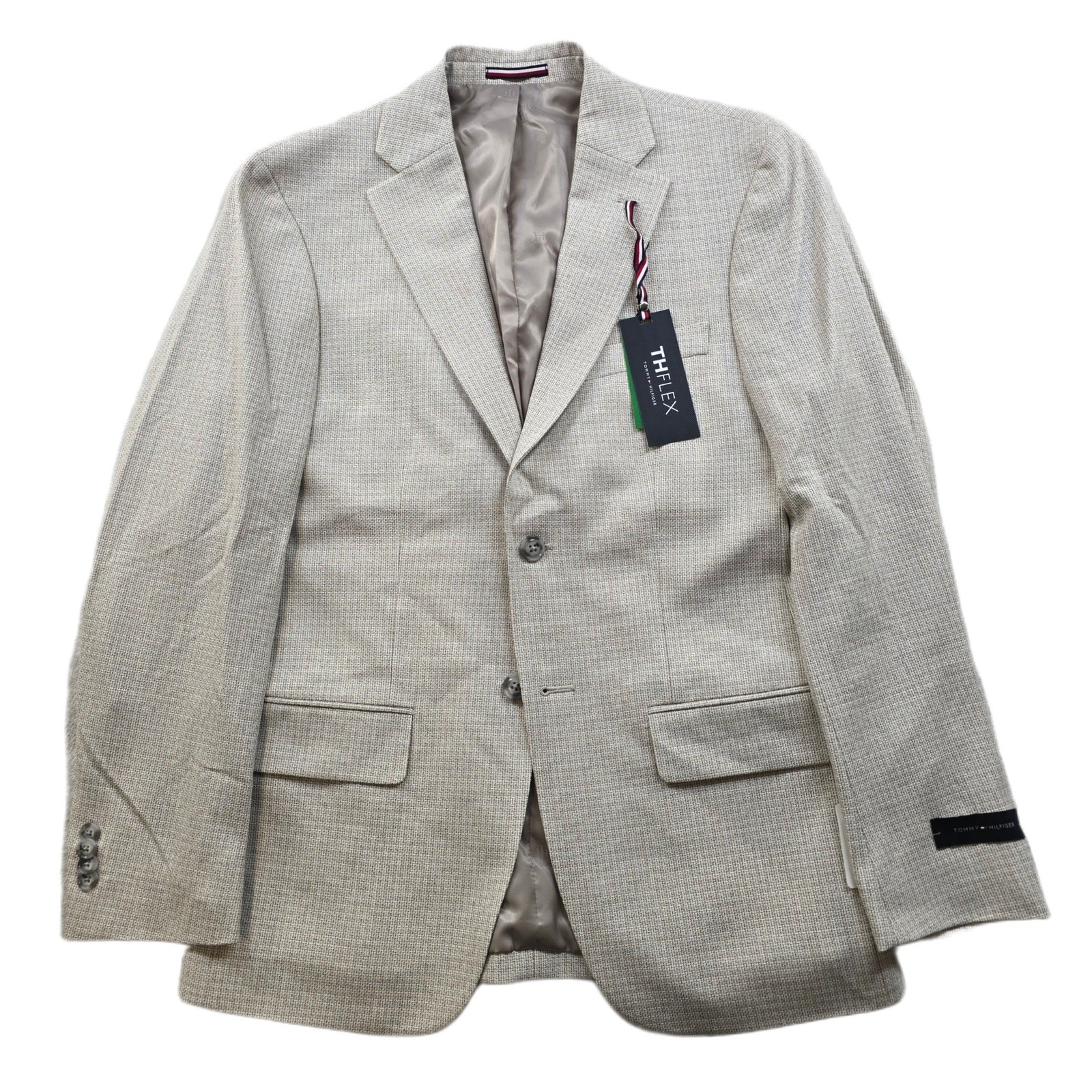 Tommy Hilfiger Modern Fit Sport Coat Mens 36S White Tan Beige Check Blazer NEW