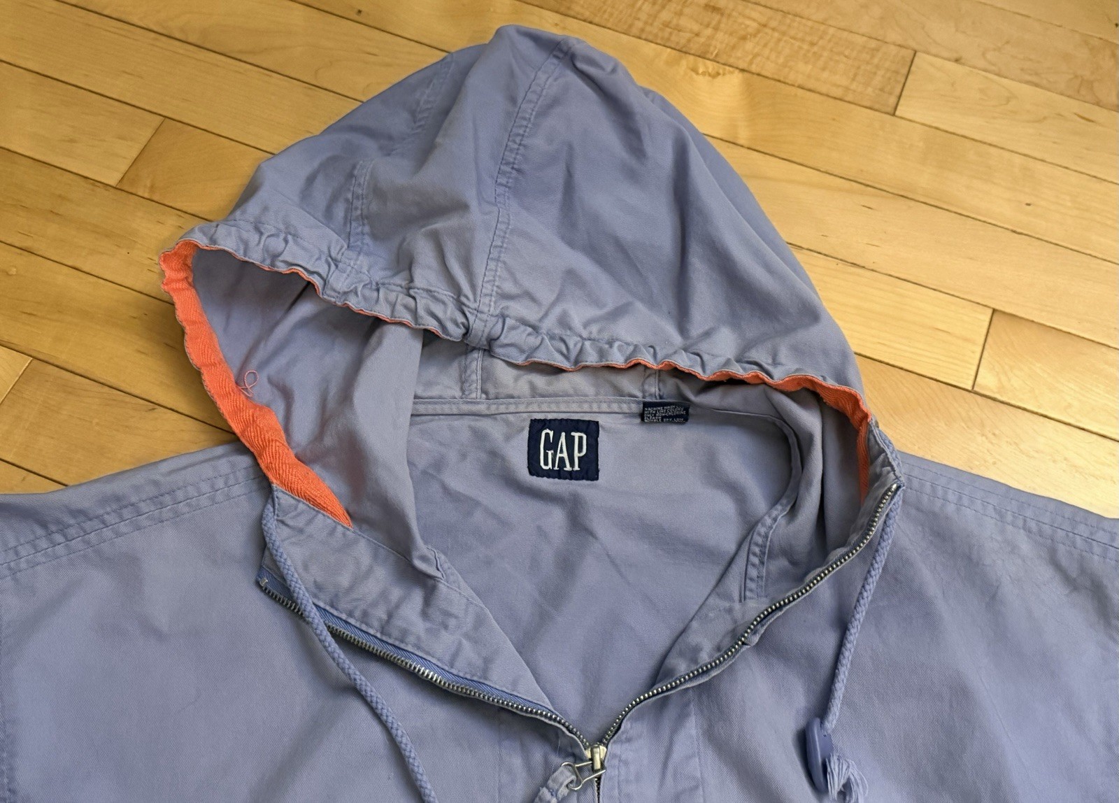 GAP Vintage ’90s Light Purple Hooded COTTON Anorak Popover Jacket Size S Pockets