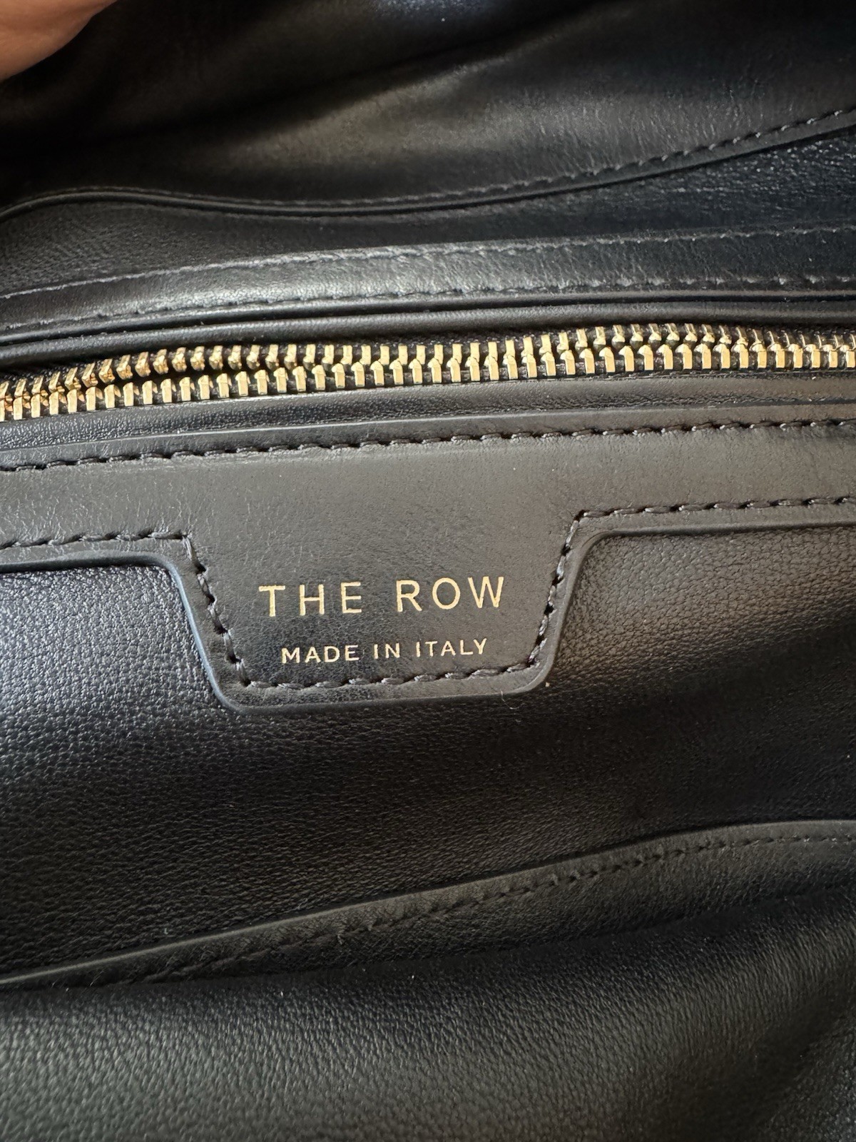 The Row Bag Terrasse Bag in Grain Black Leather Gold Zipper Pre-Owned MSRP $3500