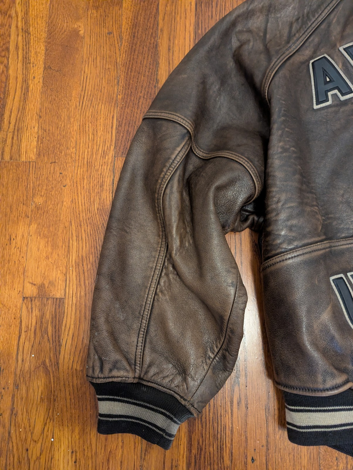90s AVIREX ICON VTG USA ‘ALL AMERICAN’ USA LEATHER JACKET VARSITY – XXL
