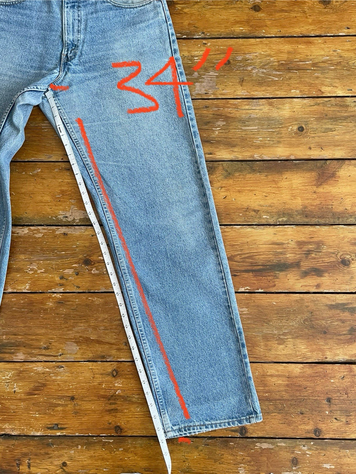 Vintage 90s Levi’s 565 Made in USA Wide Leg Loose Fit Jeans Light Blue Denim