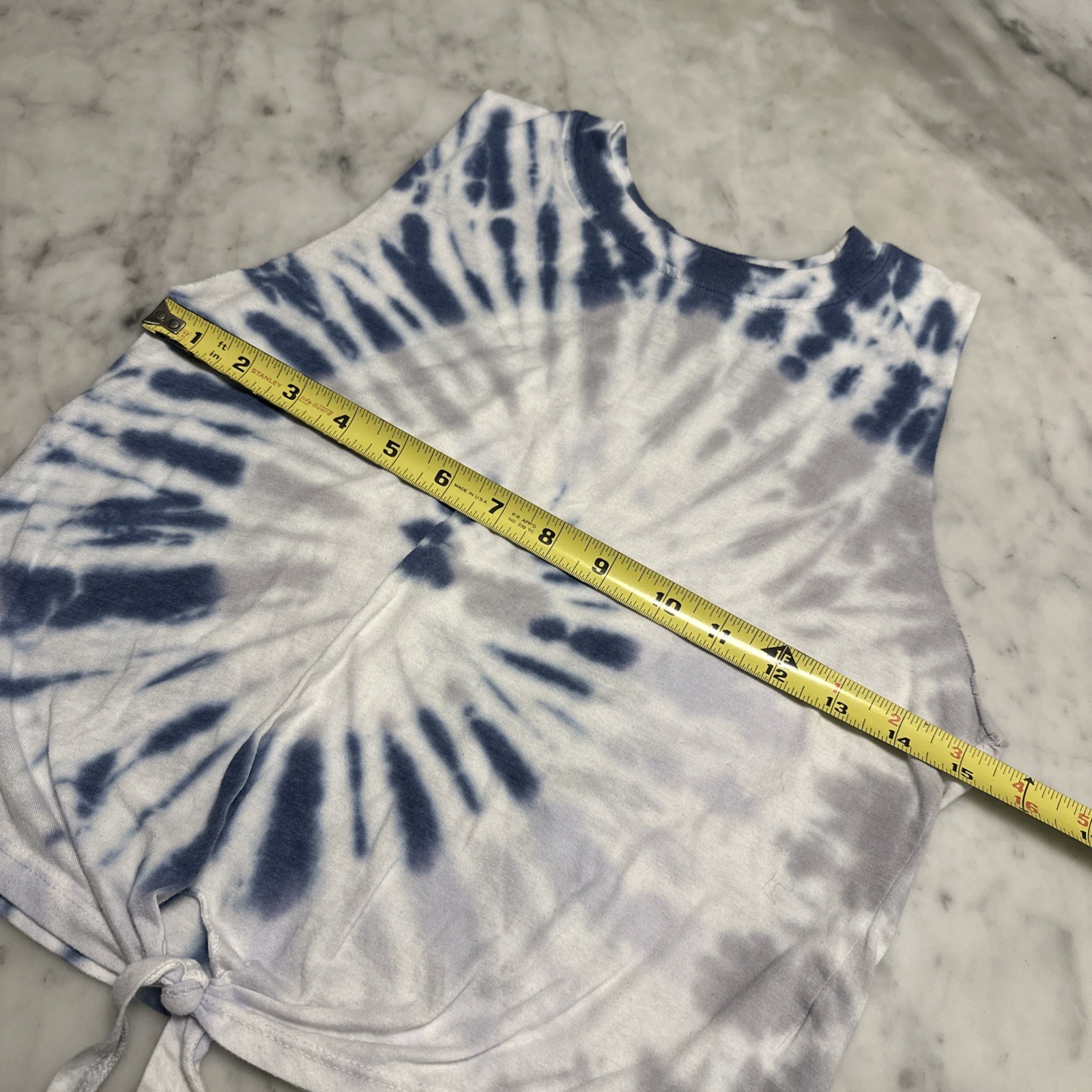 Juniors DREAMSICLE Blue/Gray/White Tie-Dye Sleeveless Tee W Knot Detail; Size XS