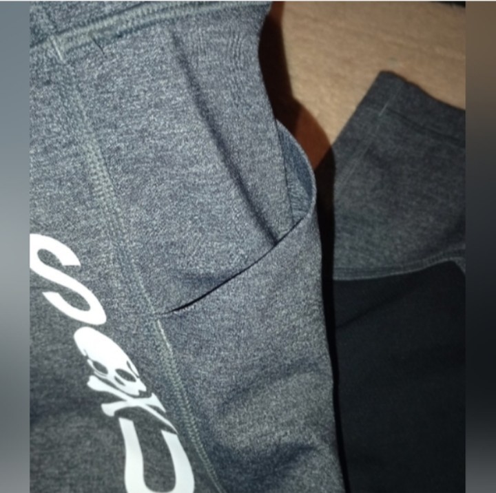 Soul by SoulCycle Cropped Gray/Black Ankle Leggings Mesh Zip Pocket Logo Size 8