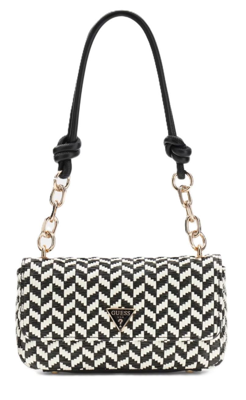 GUESS HWWG76 91190 TESSI FLAP SHOULDER BAG WOMEN MAGNETIC BUTTON BLACK