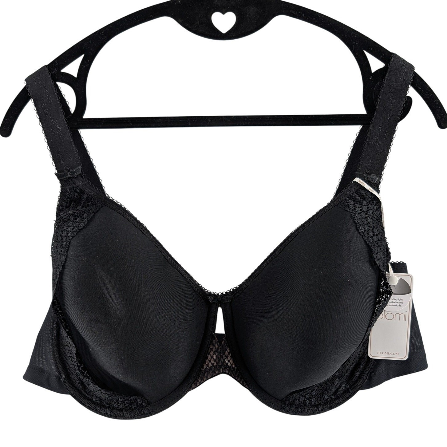 Elomi Black Underwire Bra Lace Charley Spacer Moulded 44DD