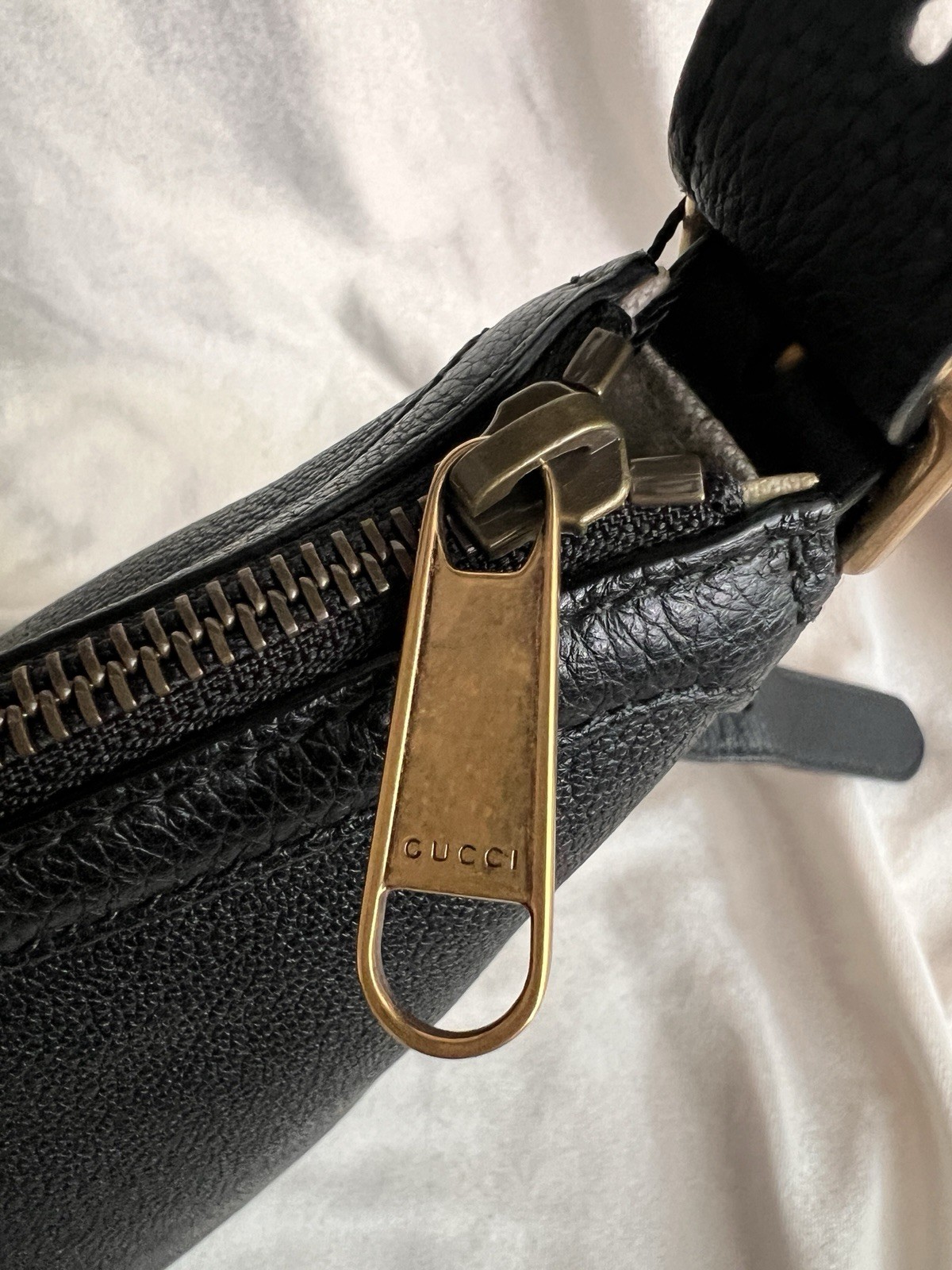 GUCCI Half Moon Hobo Shoulder Bag Calfskin leather Black
