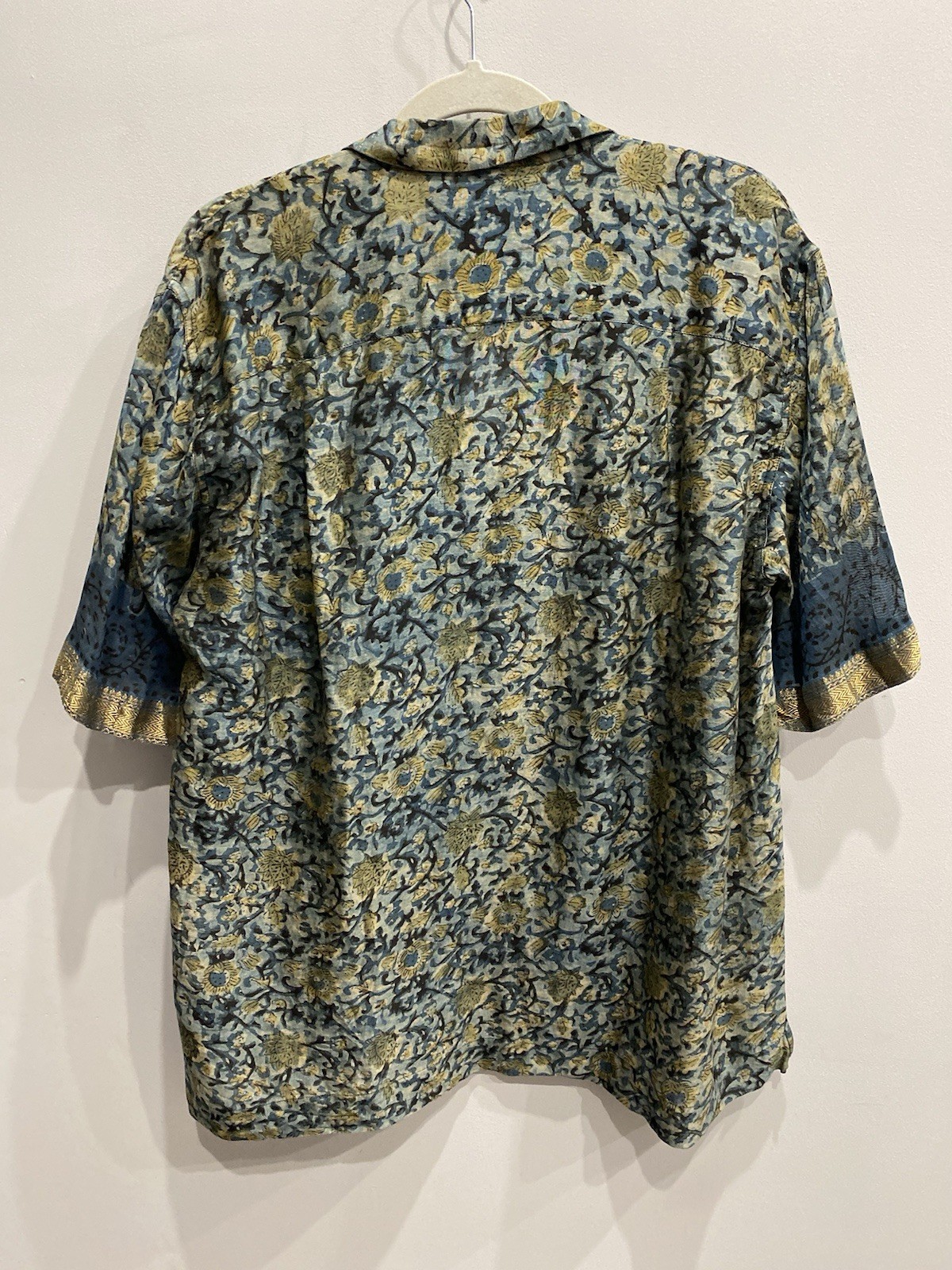 Dries Van Noten High Summer 2022 Block Print Shirt Size 52 Cotton Silk India