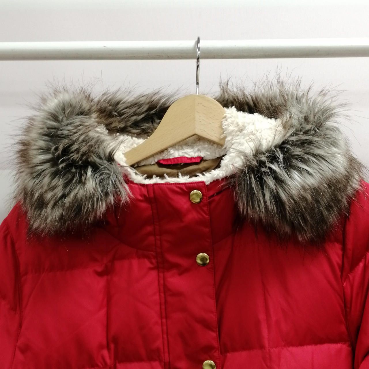 EDDIE BAUER Boa Hooded Down Jacket Red PL Immaculate Used