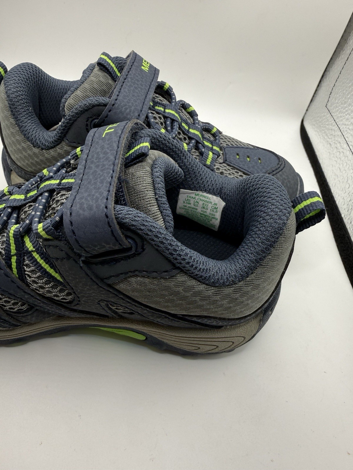 Merrell Trail Chaser Jr Boys Sneakers US 9.5W Hook & Loop Navy/Green/Gray