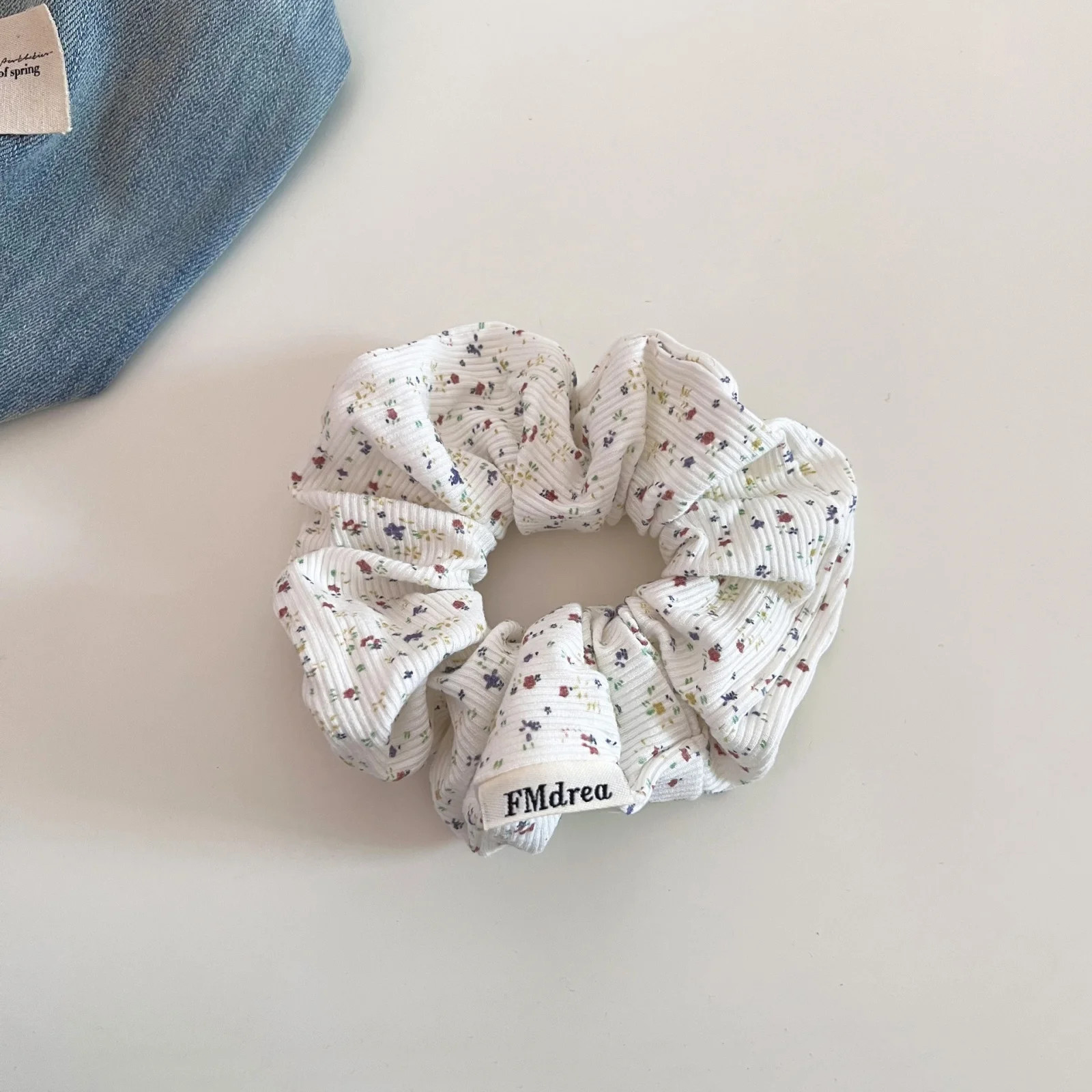 1PC New Style Floral Scrunchies For Women Elegant Ribbed Hair Ties Fashion Hair