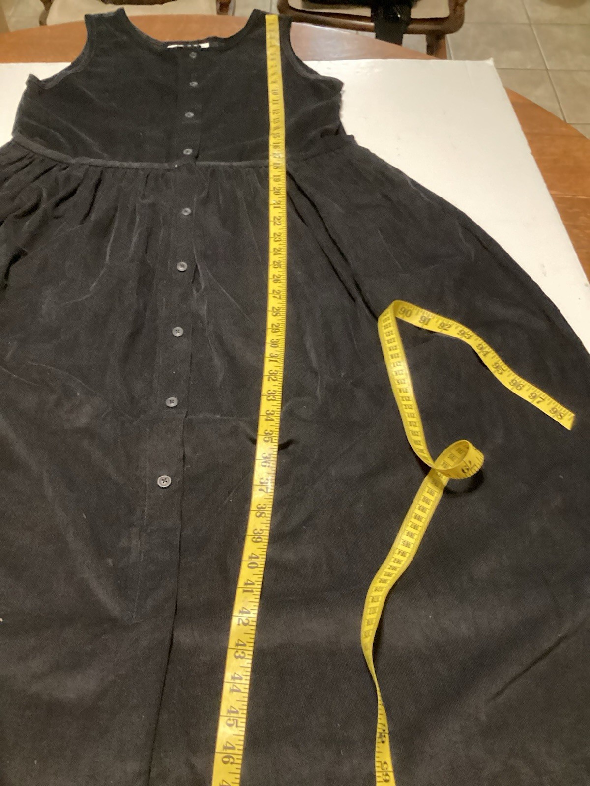 Eagles Eye Collectibles Black Corduroy Jumper Size M Button Up Front Sleeveless