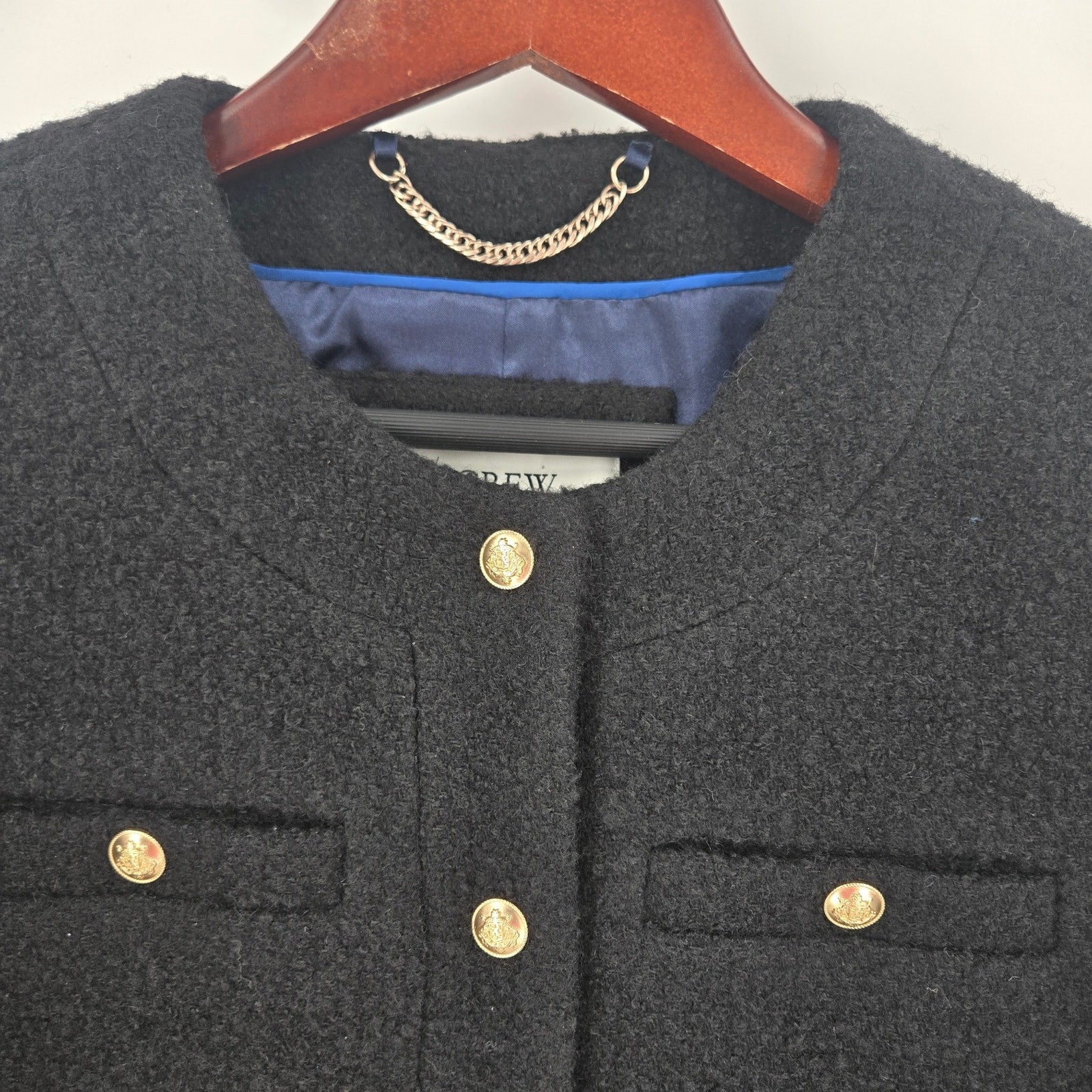 J. Crew Collection jacket womens size 4 black gold buttons Mario Bellucci Italy