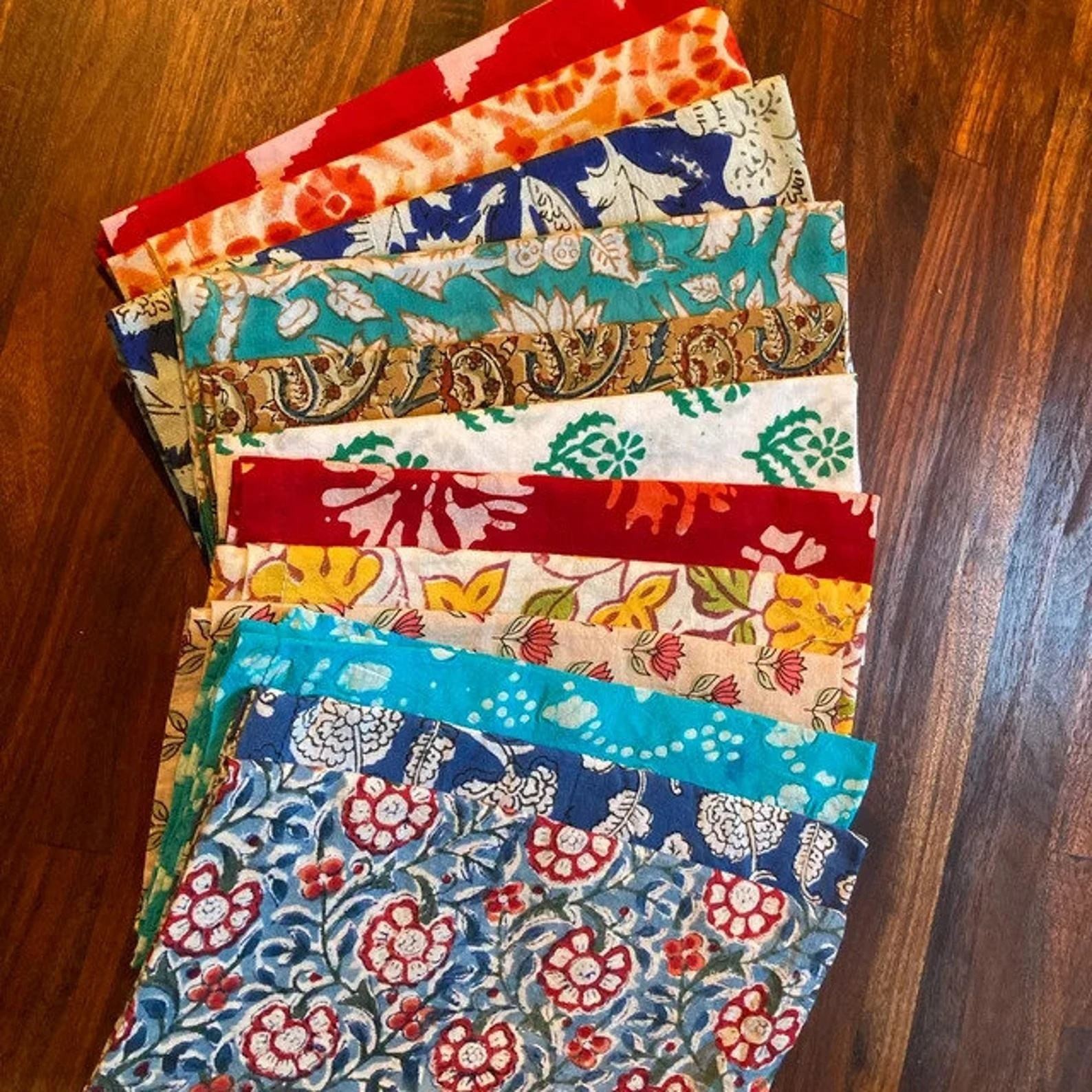 Assorted Hand Block Floral Print Napkins 100 % Cotton Dinner Table Cloth Napkins