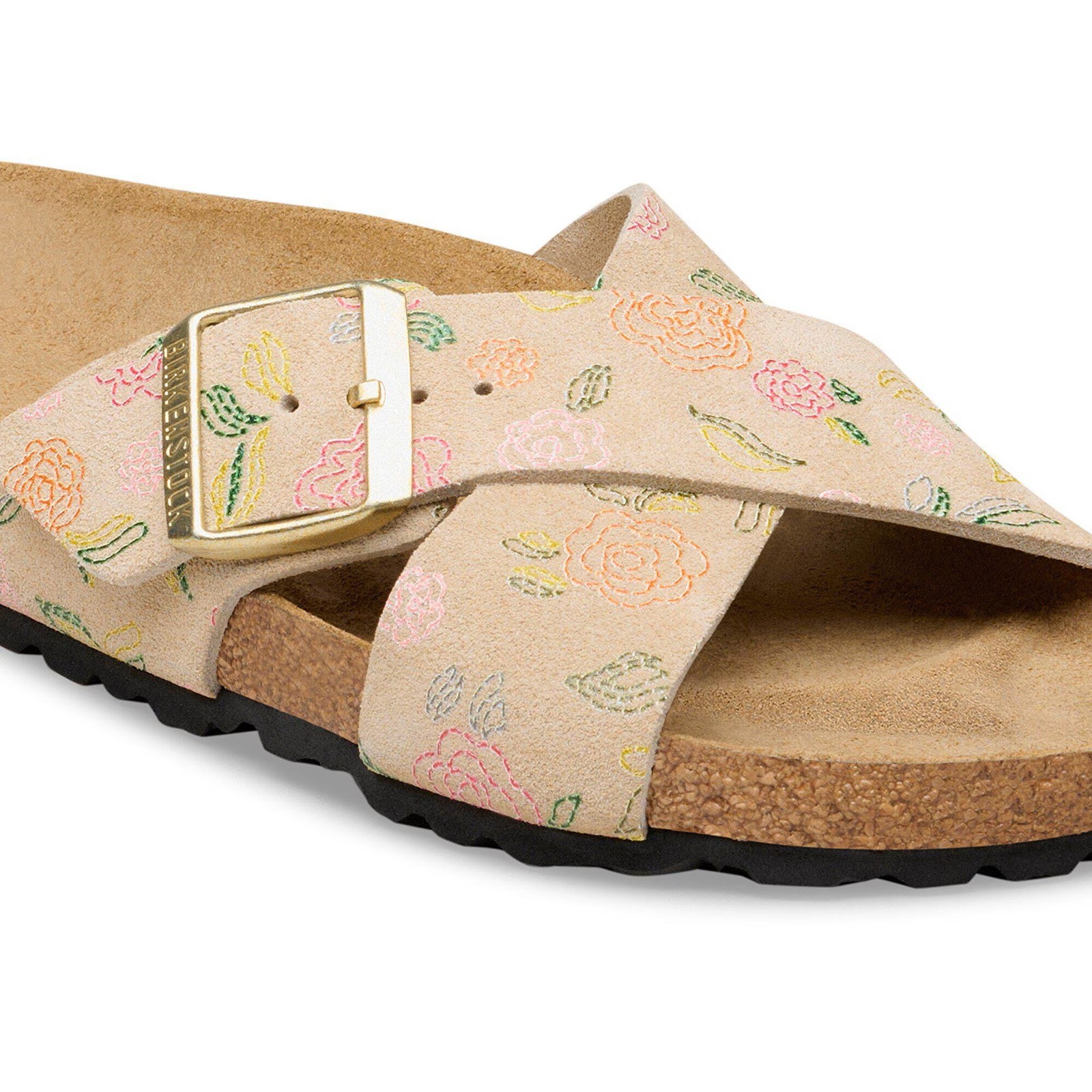 BIRKENSTOCK SIENA SANDCASTLE FLOWER PRINT MEDIUM/NARROW WIDTH CROSSED-STRAPS SAN