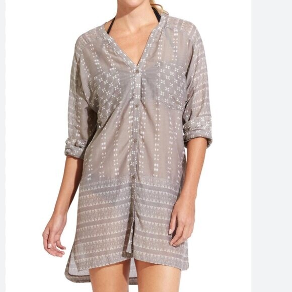 Athleta Ikat Kaftan Shirt Swimsuit Coverup Silk/Cotton Blend XS