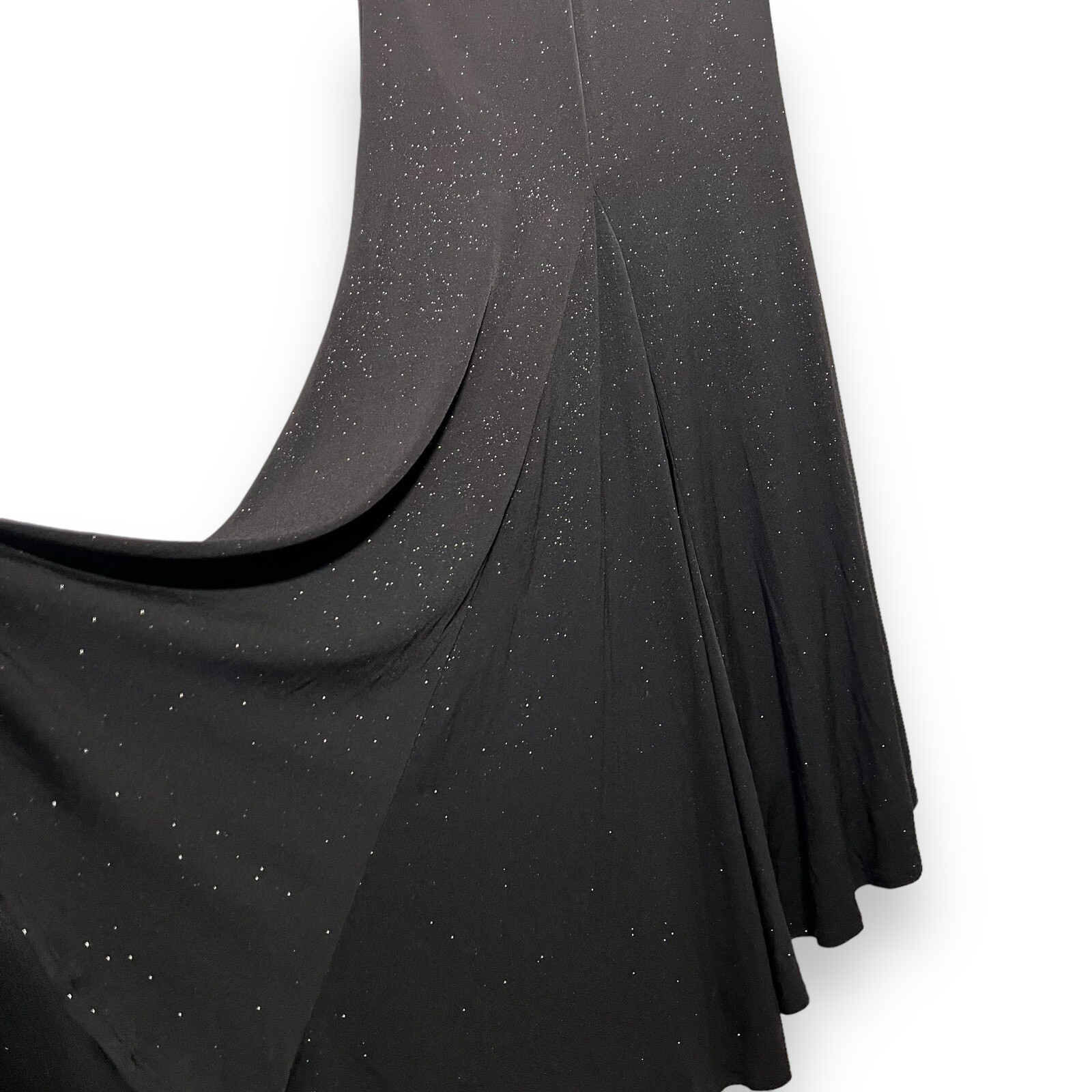 Ladivine By Cinderella Divine Black Glitter Fitted Long Rauch Mermaid Dress S