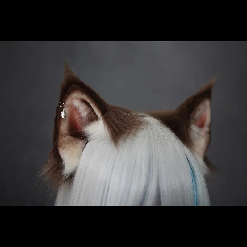 HandMade Beast Small Lynx Black Brown Ears Hairhoop for Christmas Cosplay