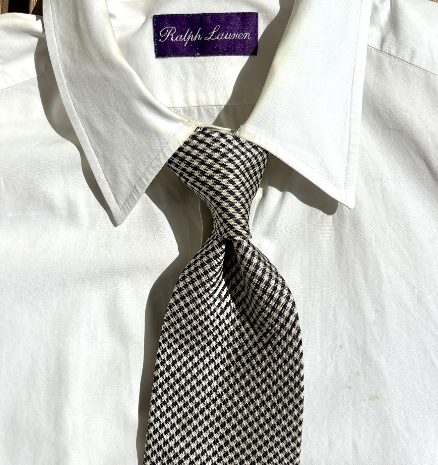 Ralph Lauren Purple Label Blue & White Check Silk Tie – England – $235.00