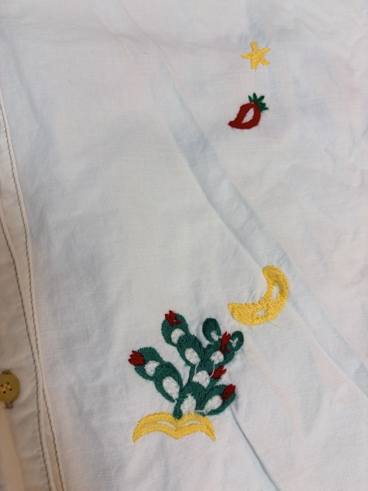 Amina Mexico Embroidered Short Sleeve Shirt White Ethnic Folk Cotton Japan