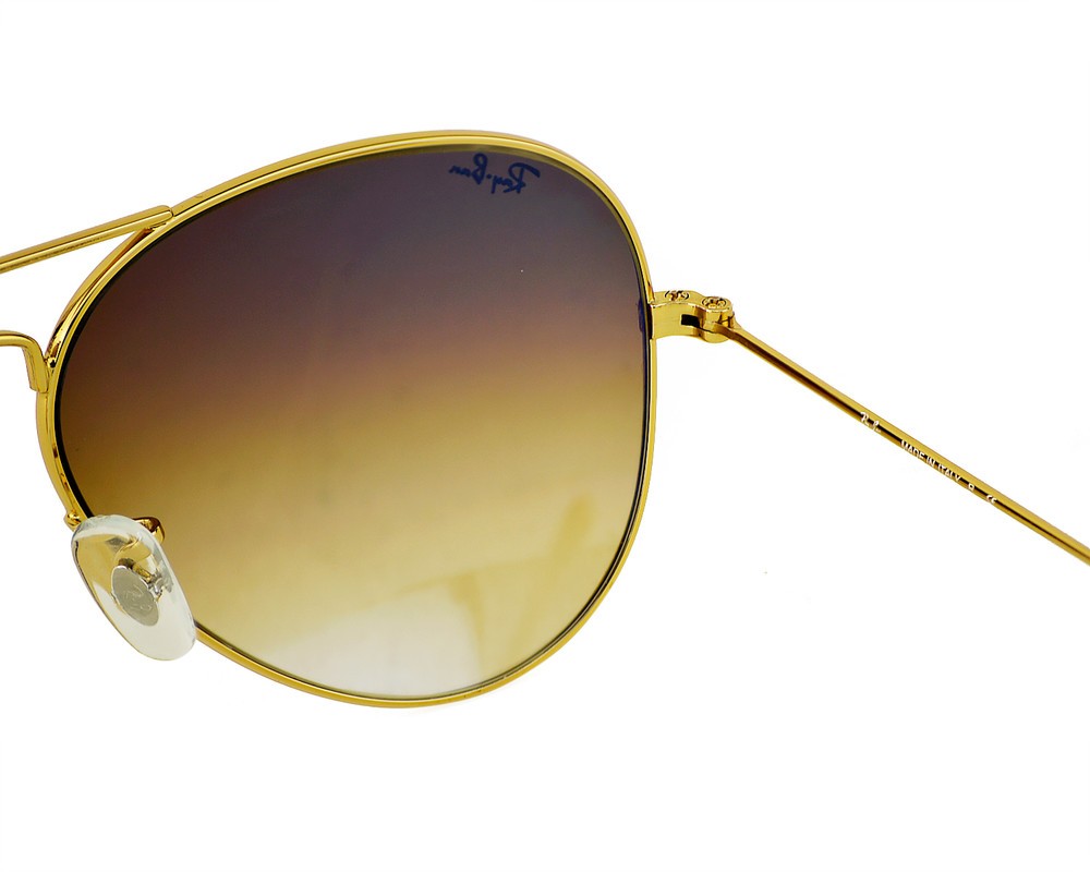 Ray-Ban Sunglasses RB3025 Aviator Gradient Gold Frame Light Brown Lens 58mm