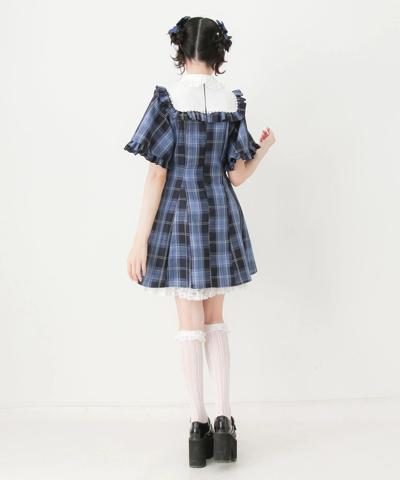 Cape style puff sleeve yoke dress Jirai New