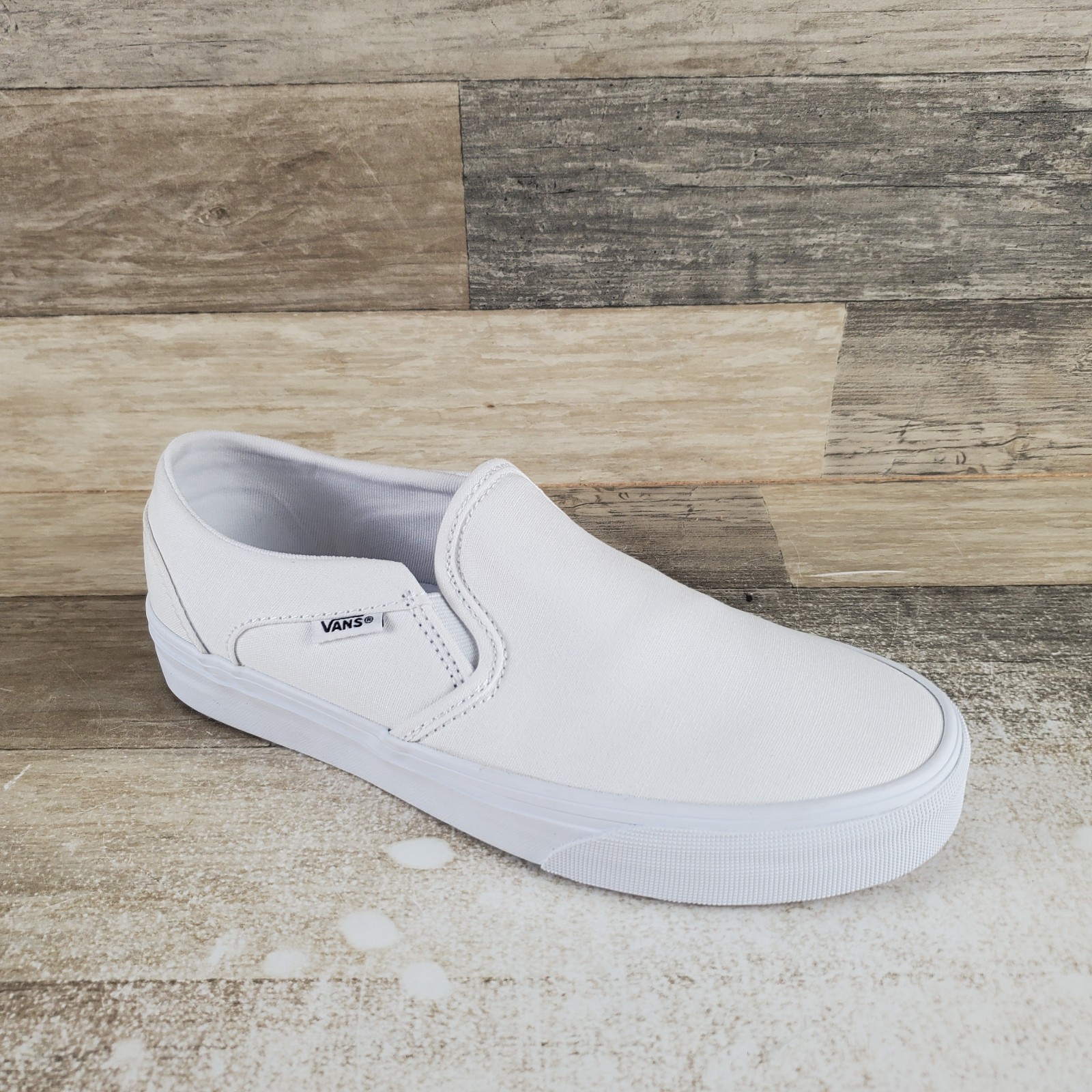 Vans Asher Womens Shoes Sz 8 Running White Elastic Gore Slip On Sneaker