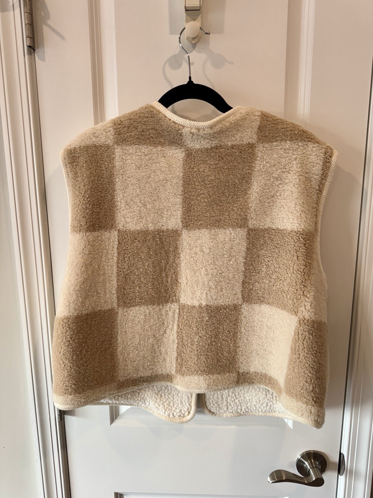 Source Unknown Womens TikTok Viral Jacket & Vest Bundle Brown Cream Checkerboard
