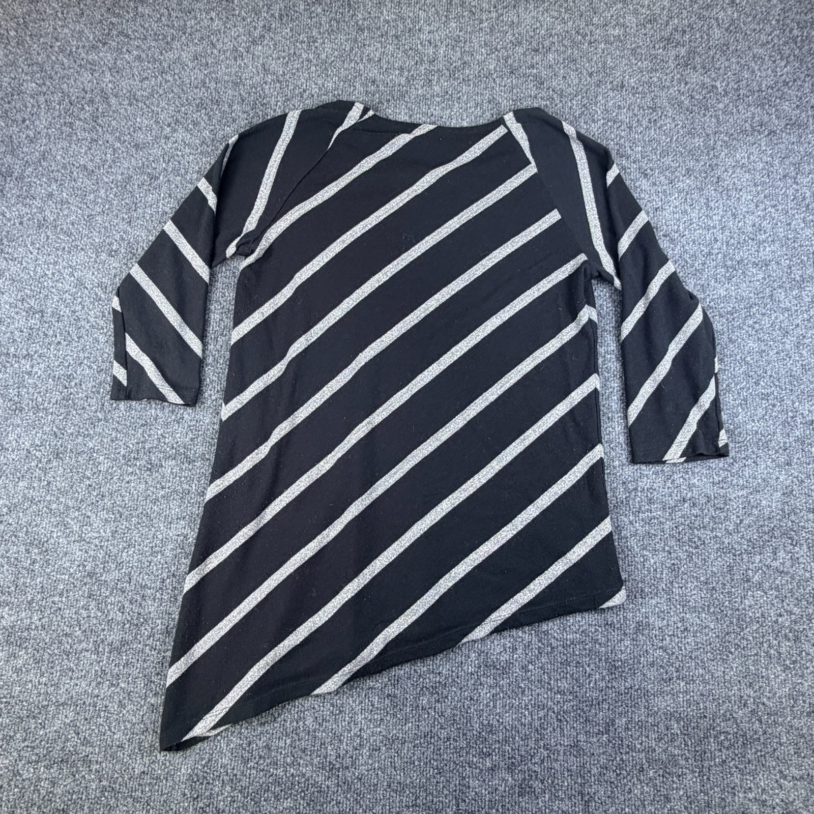 INC International Concepts Tunic Top Womens Large Black Striped Asymmetric Hem