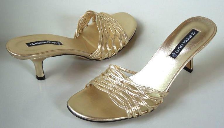 new CLAUDIA CIUTI ‘Giusy’ gold strappy mules heels shoes Italy