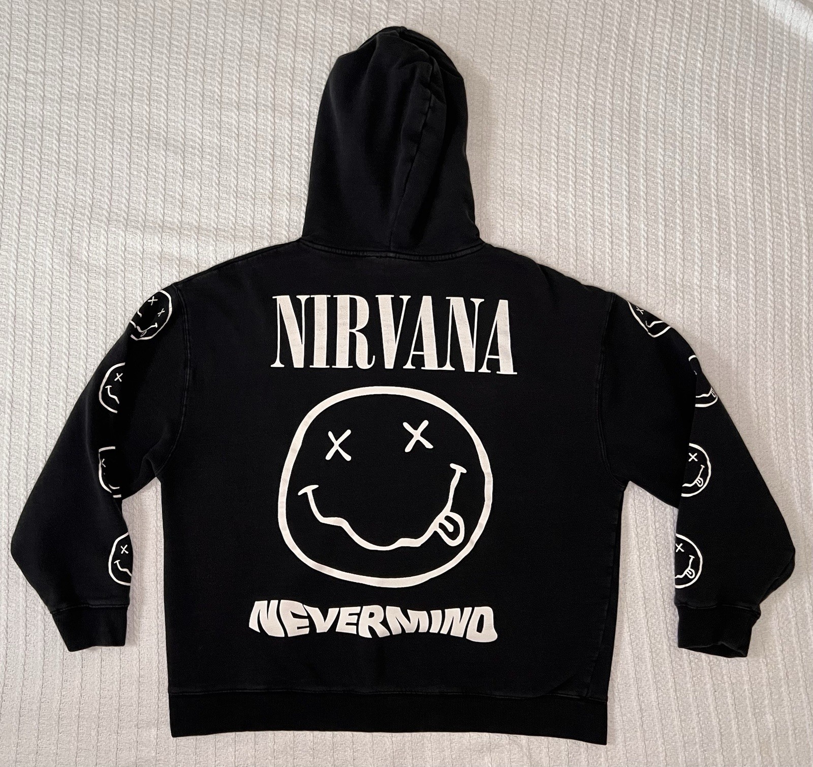 Cotton On Nirvana Nevermind Hoodie LG 24” X 24” Oversized All Over Print Black