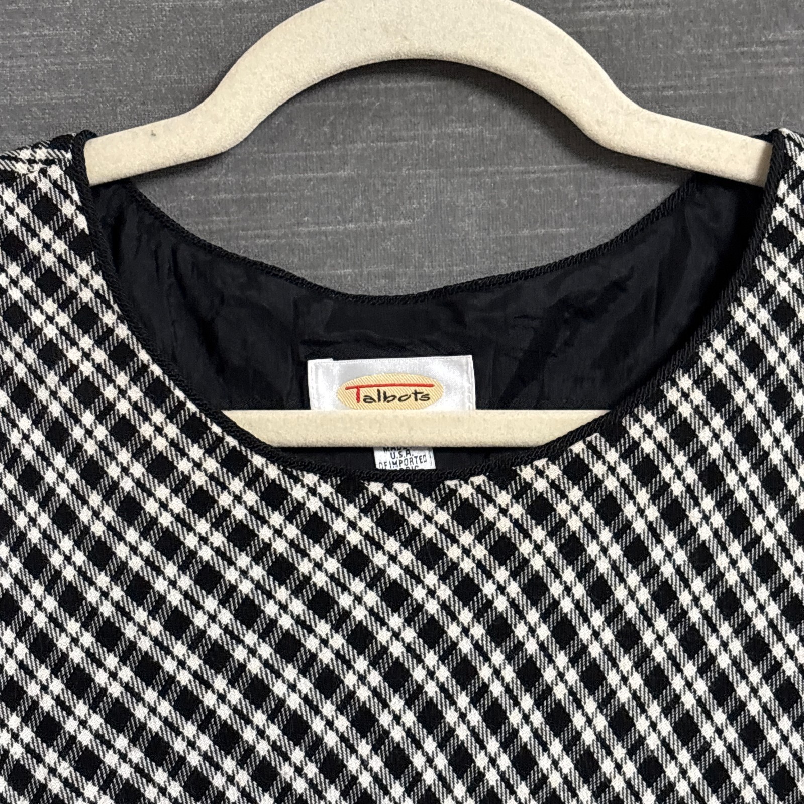 Vintage Talbots Dress 8 Black Plaid Sheath Wool 90s y2k Preppy Academia USA Made