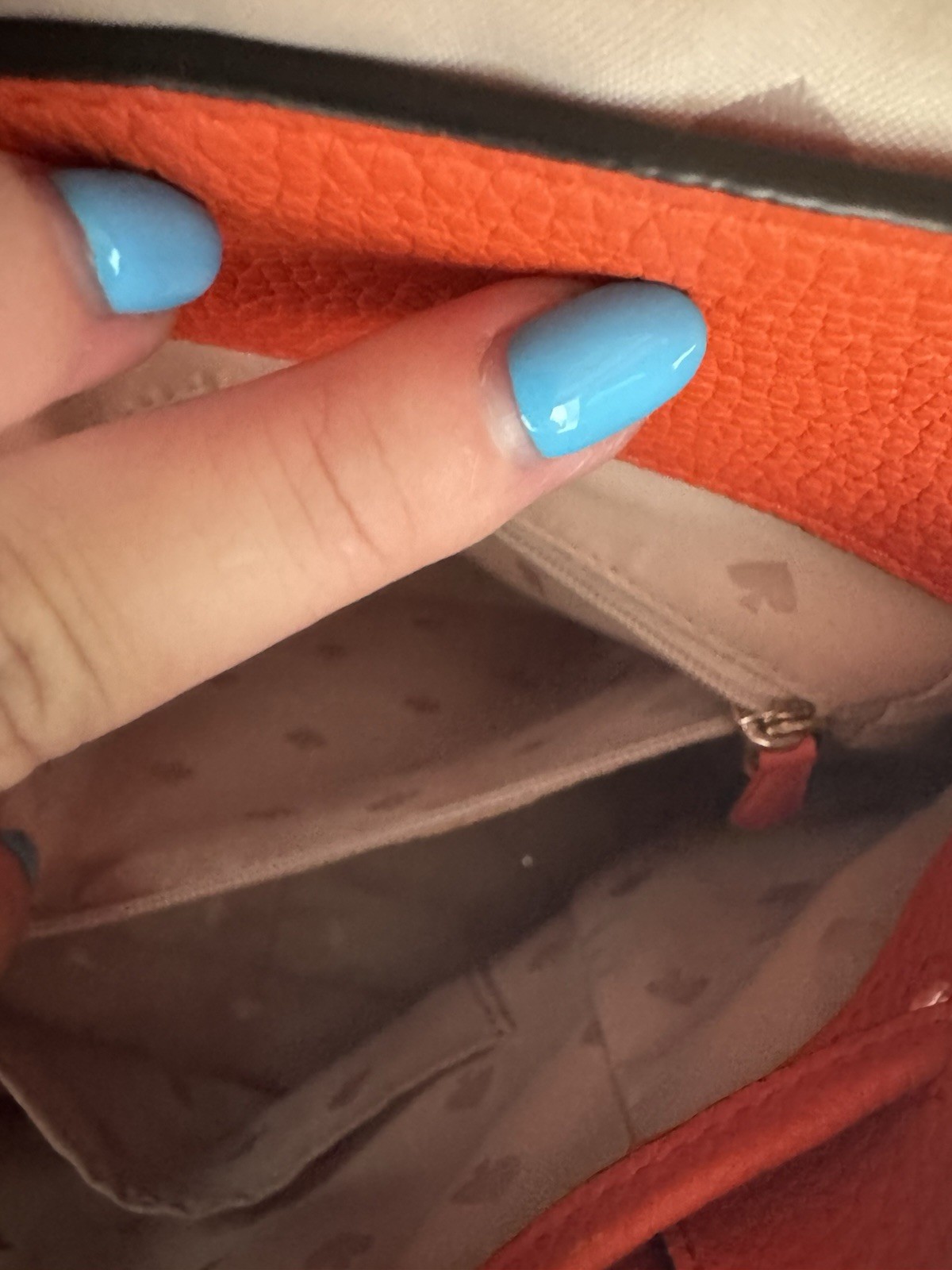 kate spade new york Orange Pebbled Drawstring Backpack w/ Pouch Zip Pocket