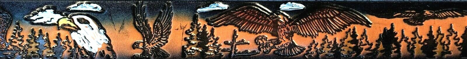 BALD EAGLE MOTORCYCLE TRUCKER EMBOSSED COWHIDE LEATHER BELT SIZE 26-48 USA MADE