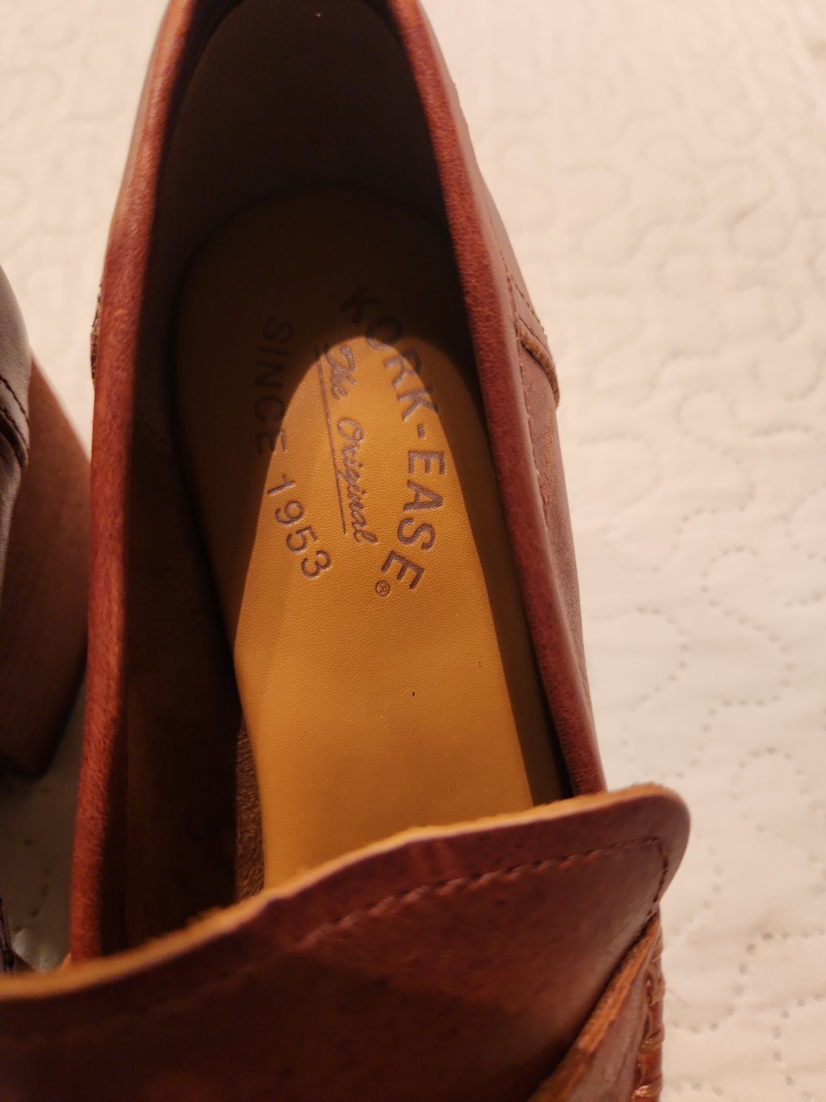 Kork-Ease Modeste Penny Loafer Leather Pumps Brown Block Heel Size 9M