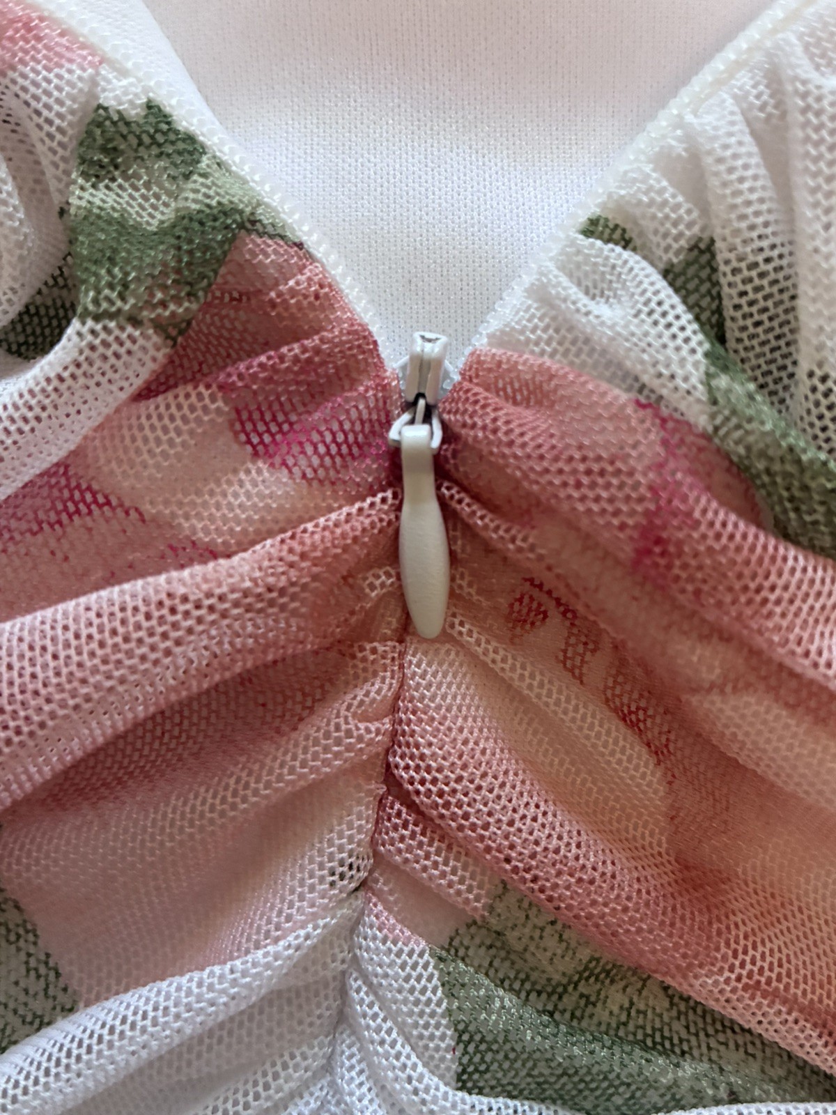 Venus Floral Mesh Ruched Sweetheart Neckline Top Pink Rose Sleeveless Blouse L