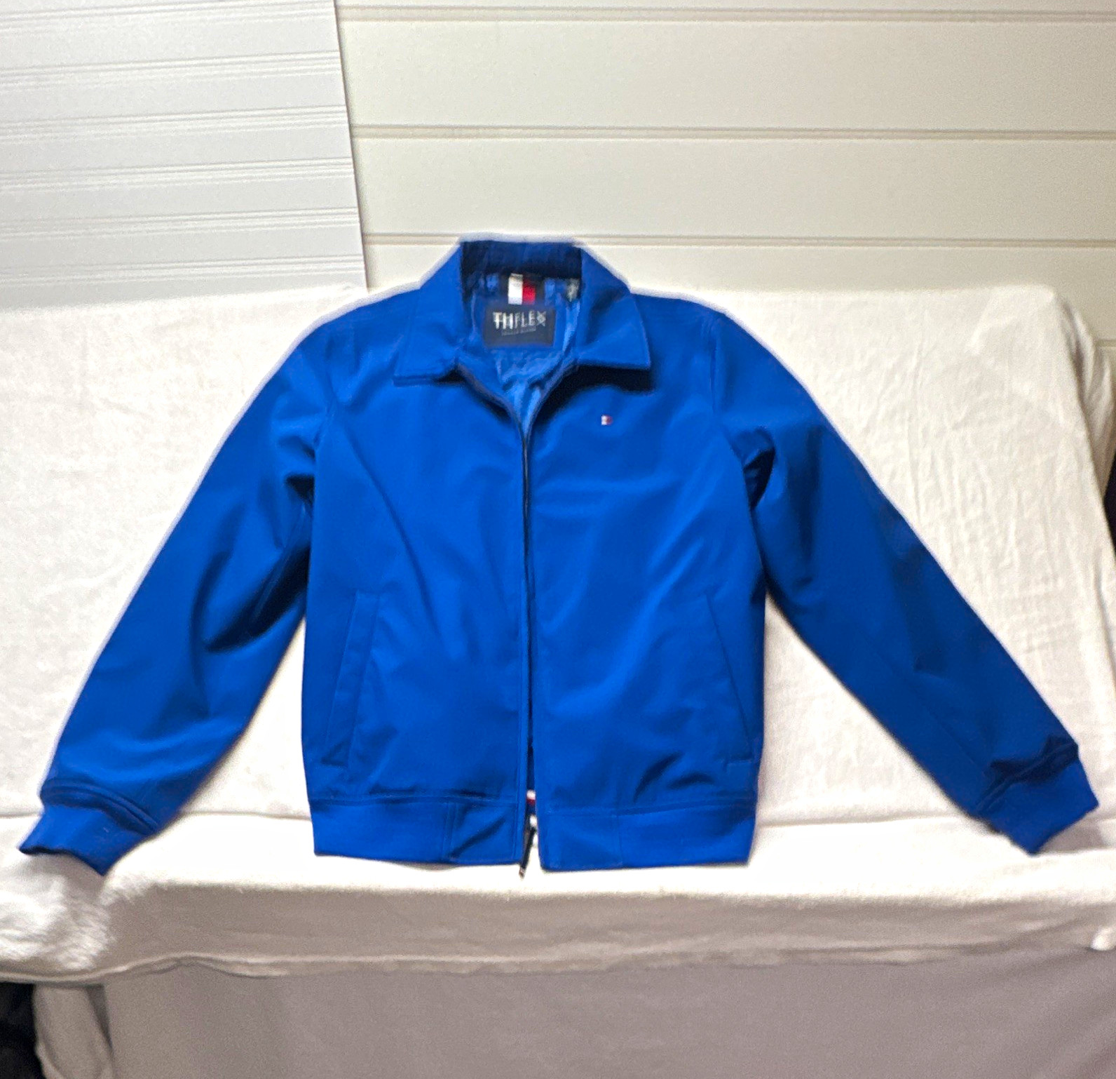 Tommy Hilfiger thflex Men’s Blue Full Zip Jacket Zipped Pockets Point Collar L