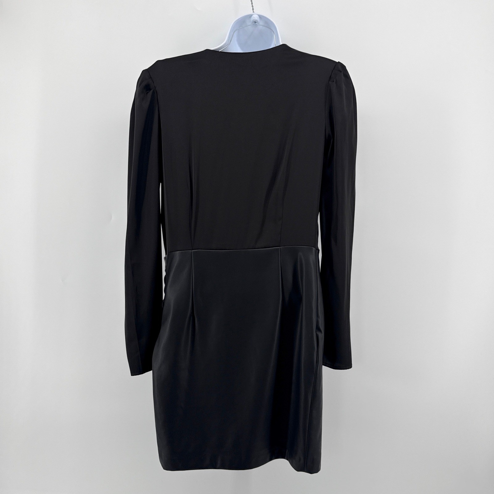 Generation Love Miley Faux Leather Combo Dress Black Draped V-Neck Mini Small